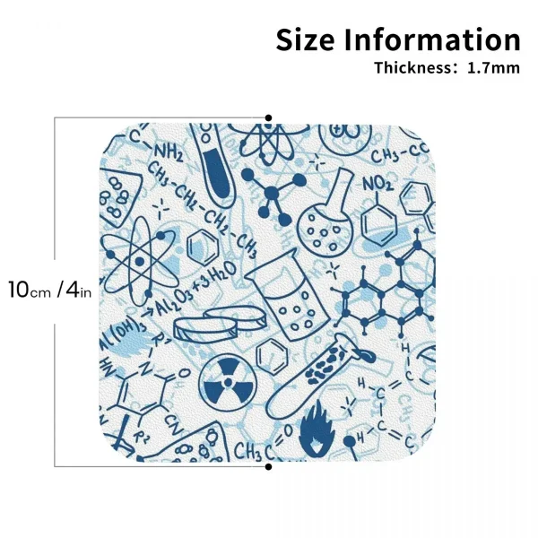 Science pattern coaster, size 10cm, thickness 1.7mm.