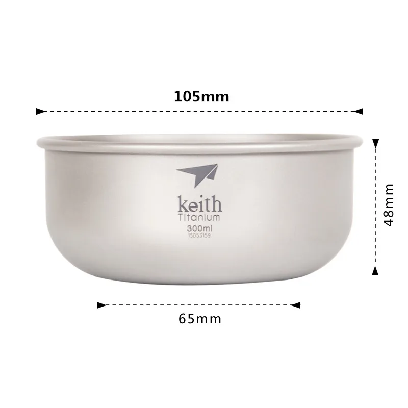 Keith Titanium Bowl 0.3 L, Ultralight Outdoor Travel Hiking Camping Tableware Picnic Bowl, Bacteriostatic Dinnerware - Image 3