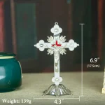 Silver crucifix with dimensions and weight details