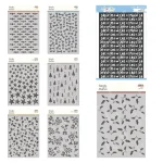 Various stencil patterns for crafts and decorations.