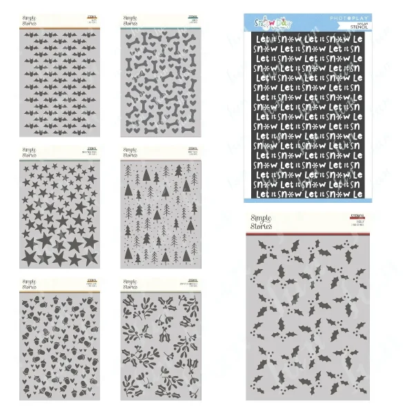 Various stencil patterns for crafts and decorations.