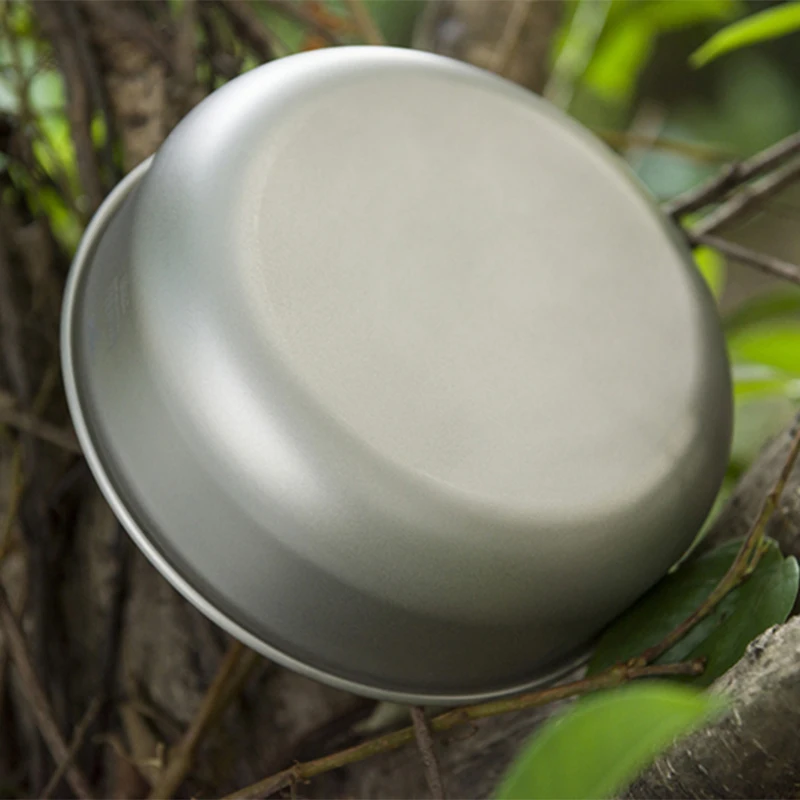 Silver pan on tree branch outdoors