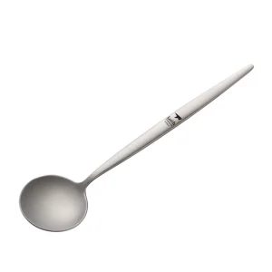 Stainless steel spoon with ergonomic handle