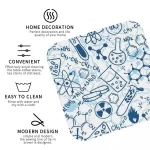 Science-themed table mat with modern design features.